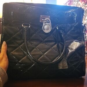 Michael Kors Hamilton Patent Quilted Shoulder Bag